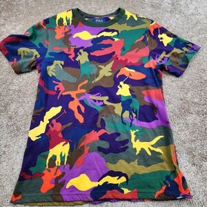 Polo Ralph Lauren Kids Camo Polo Player Graphic T Shirt Size L G 14 16
